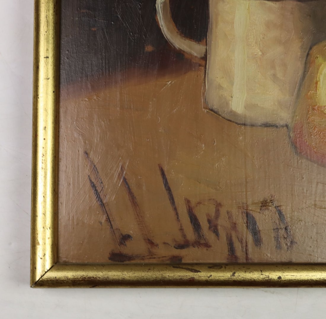 Vintage mid 20C European oil painting signed - 10