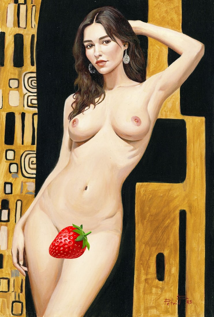 Zoriana Petriv (Ukraine,b 1994) oil painting: ARTIST: Zoriana Petriv (Ukrainian, born 1994) TITLE: Nude - Black and Gold (titled on verso) MEDIUM: oil on canvas CONDITION: Very good. No visible inpaint under UV light.