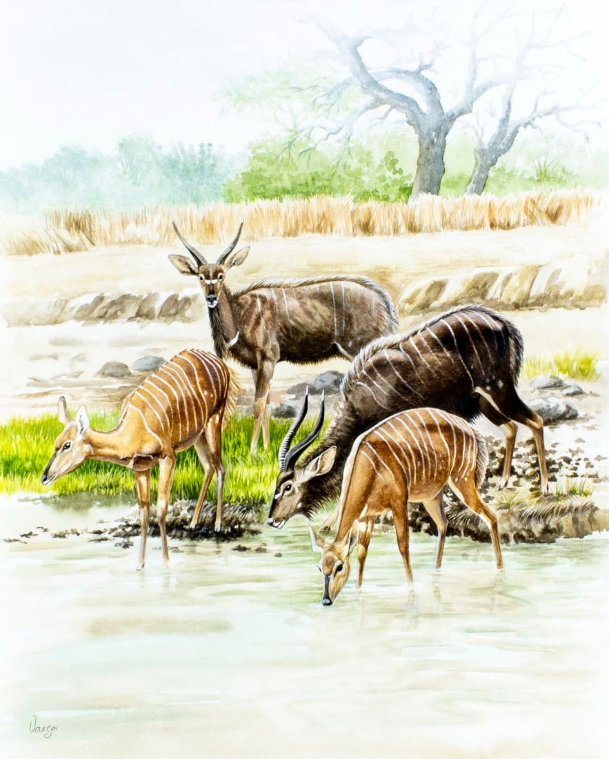 Pal Varga (Hungary,1937-?) watercolor painting (1 of 13)