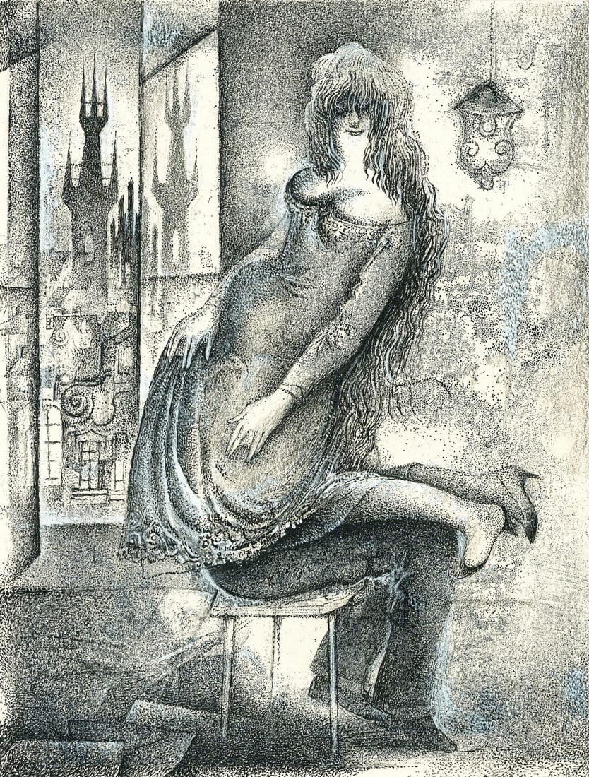 Jarmila Maranova (Czech,NY,1922-2009) ink painting (1 of 11)