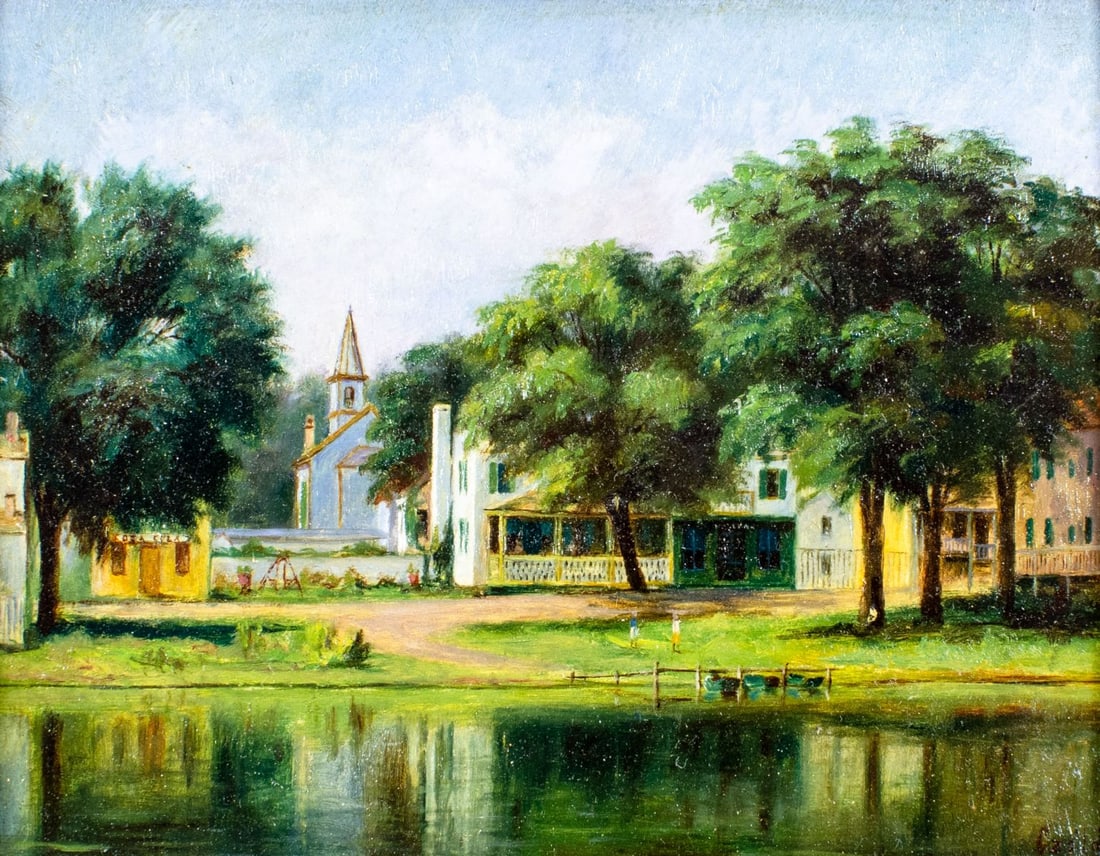 Dezso Czolder (Hungary,1875-1933) oil painting antique: ARTIST: Dezso Czolder (Hungarian, 1875 - 1933) TITLE: Town Scene MEDIUM: oil on board CONDITION: Very good. No visible inpaint under UV light. Some damages to frame.