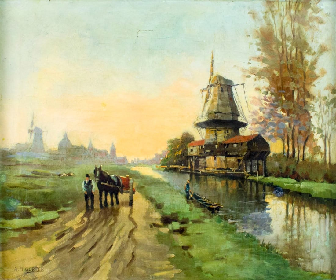 ATTRIB Arnold Marc Gorter (Dutch,1866-1933) oil painting antique (1 of 12)