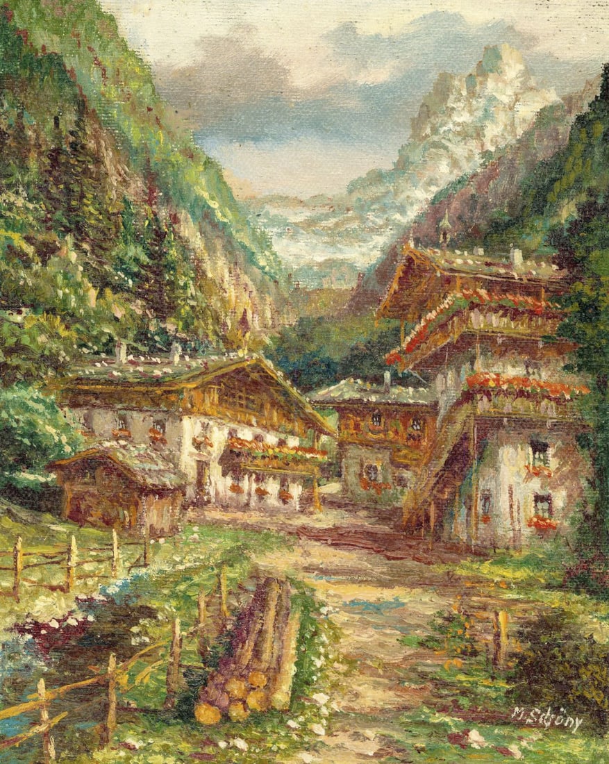 M Schony (German,1913-?) oil painting (1 of 13)