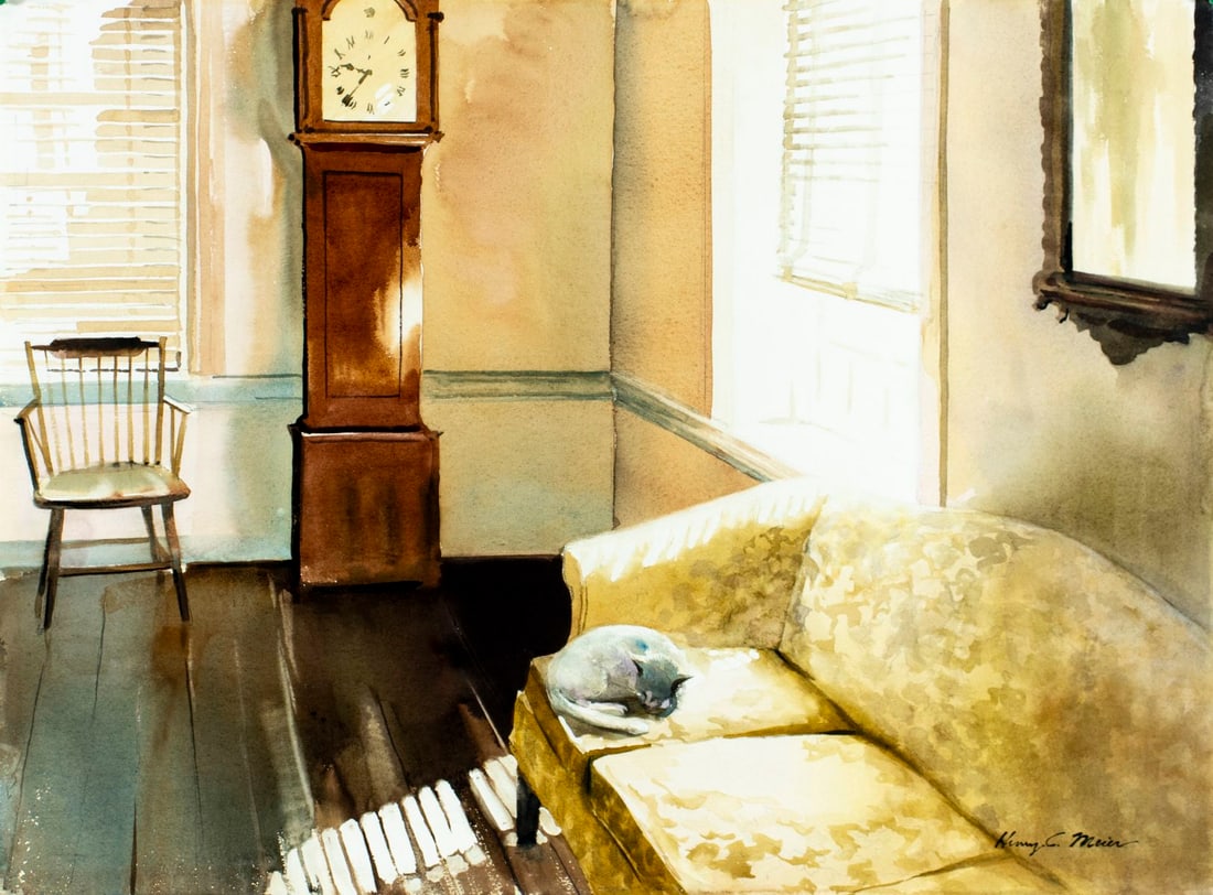 Henry C Meier (DE,1925-2013) watercolor painting (1 of 12)