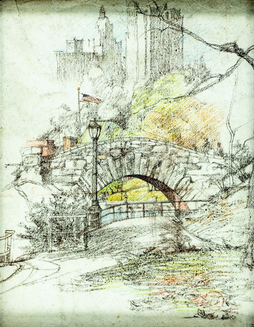 Ted Seth Jacobs (NY,NJ,1927-2019) colored pencil painting (1 of 14)