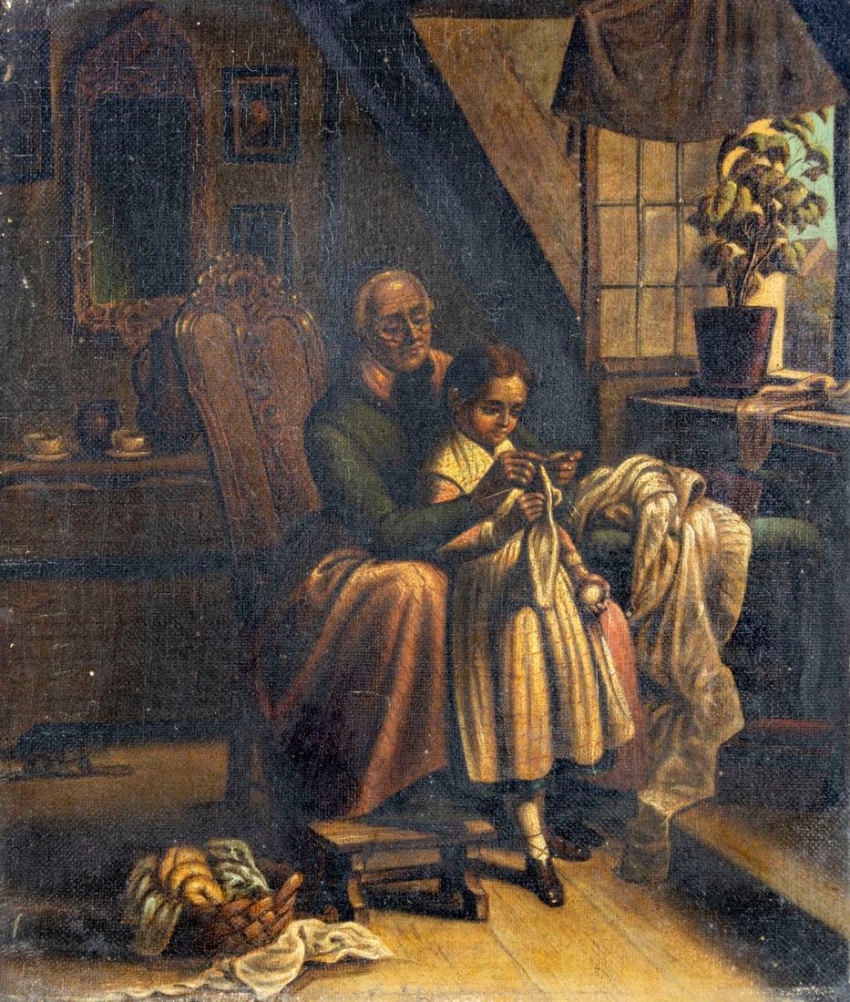 Antique 19C British oil painting (1 of 13)