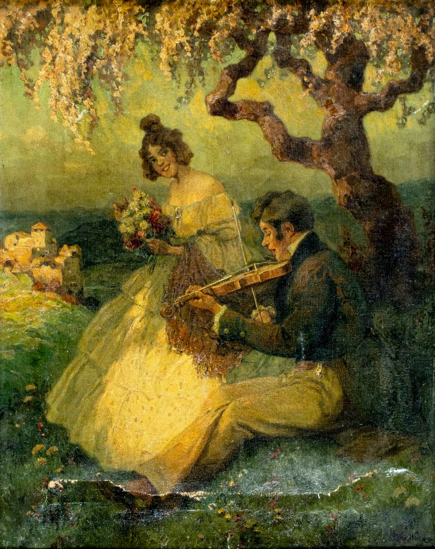 R A Hager (German,19/20C) oil painting antique (1 of 12)