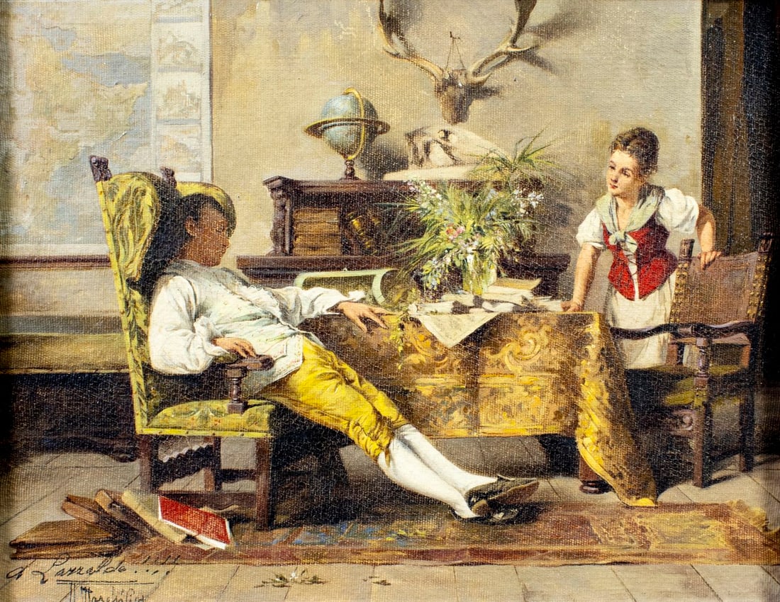 Andrea Marchisio (Italy,1850-1927) oil painting antique (1 of 12)