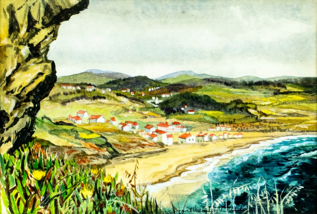 Vintage mid 20C watercolor painting signed (1 of 13)