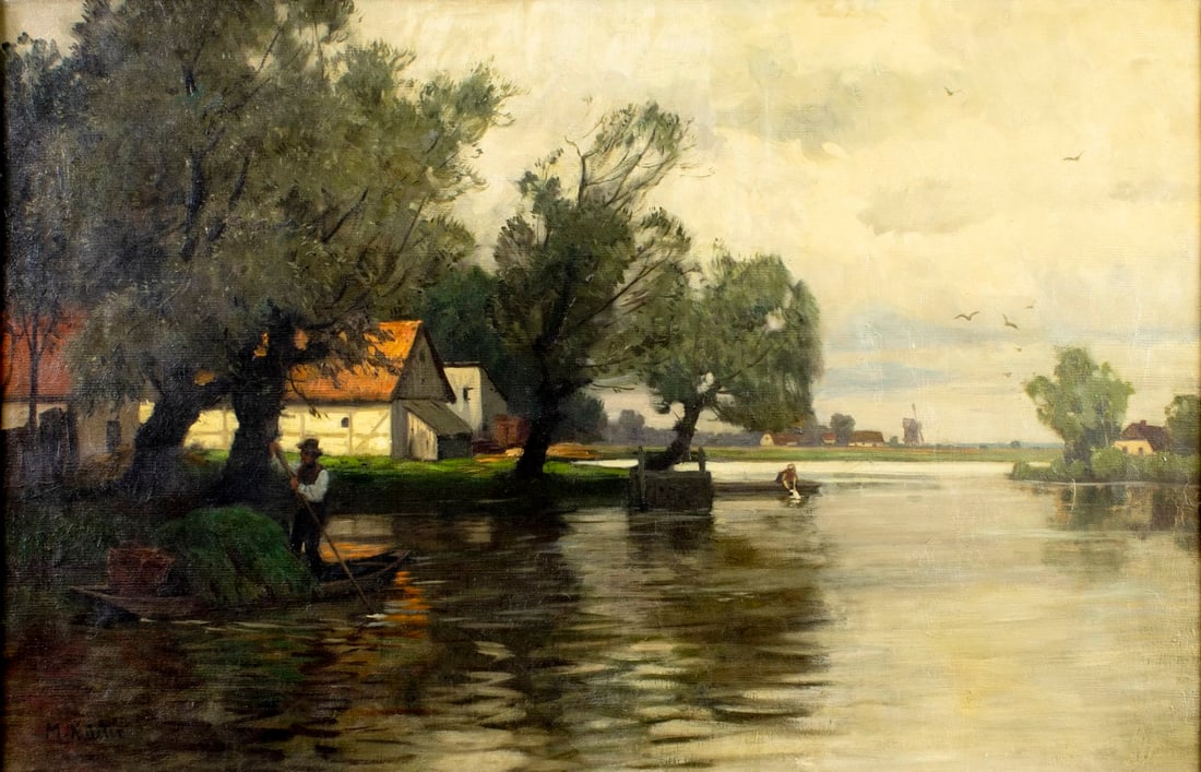 M Kuster (Europe,early 20C) oil painting antique (1 of 12)