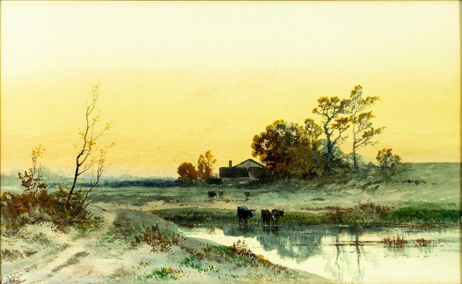 Carl Weber (PA,German,1850-1921) watercolor painting antique (1 of 12)