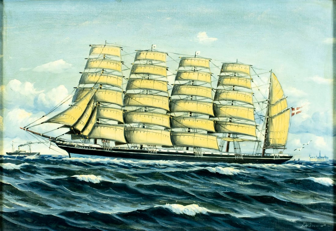 Vintage mid 20C Danish oil painting signed (1 of 12)