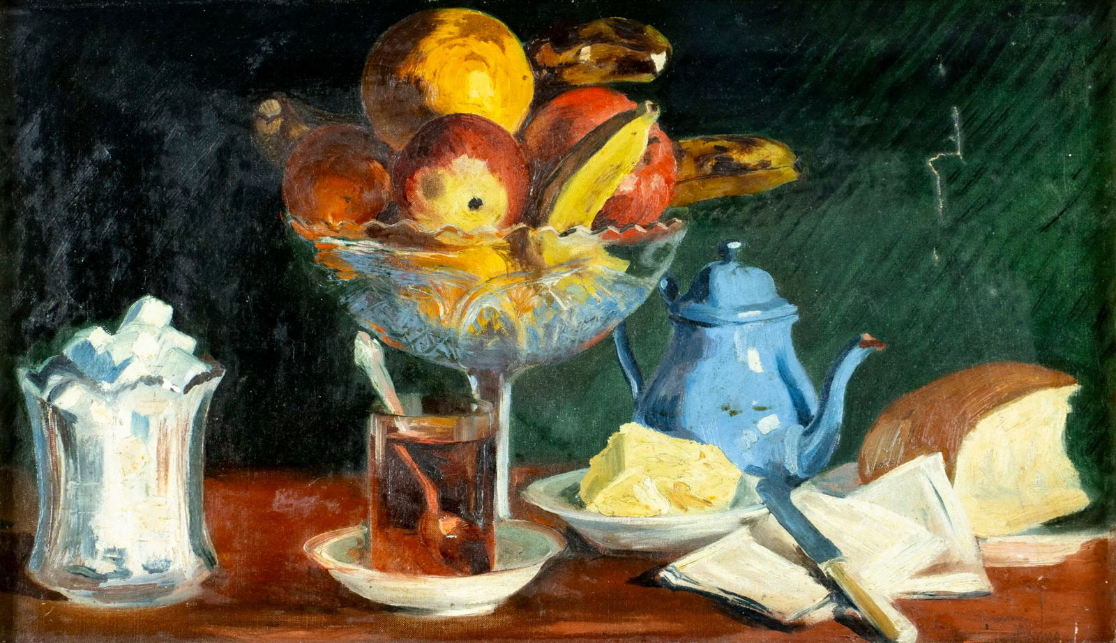 Vintage mid 20C European oil painting signed (1 of 13)