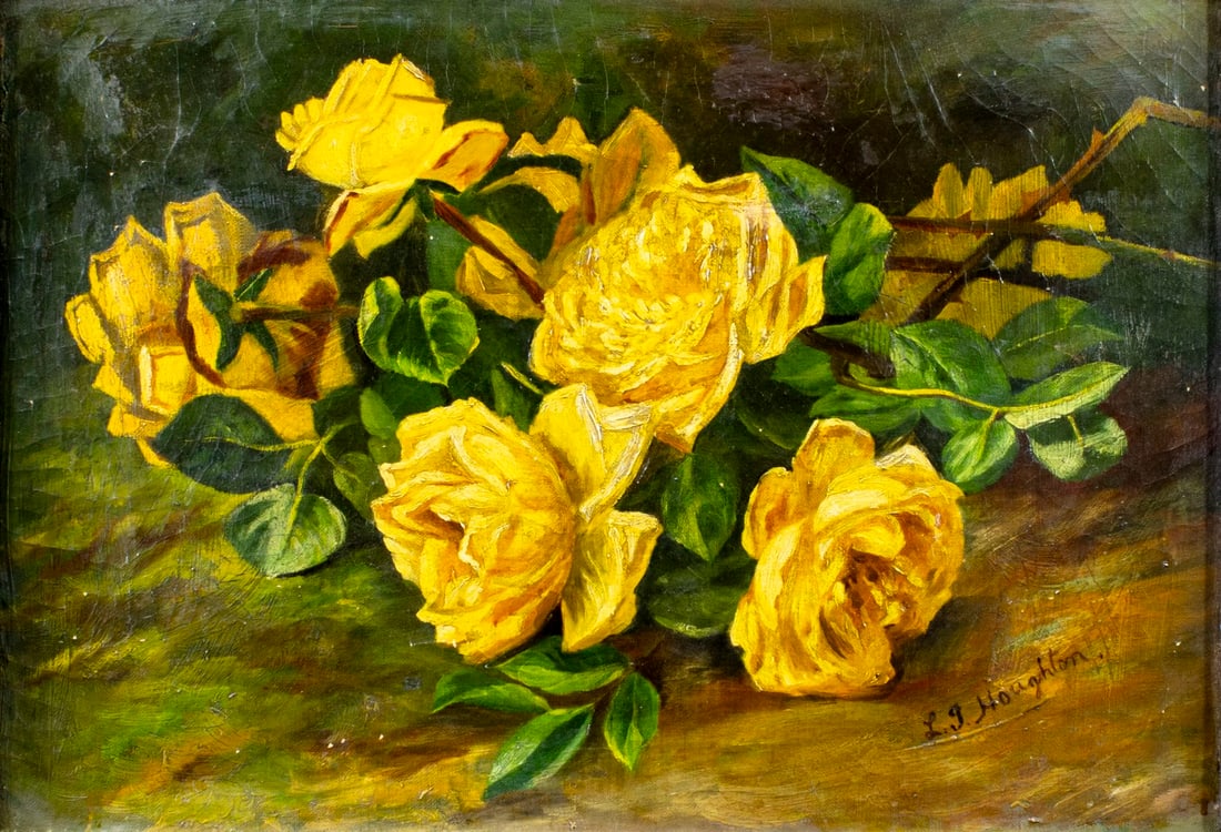 L G Houghton (US,19C) oil painting antique (1 of 12)