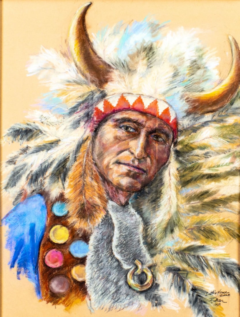 Vintage 20C American pastel painting signed (1 of 12)