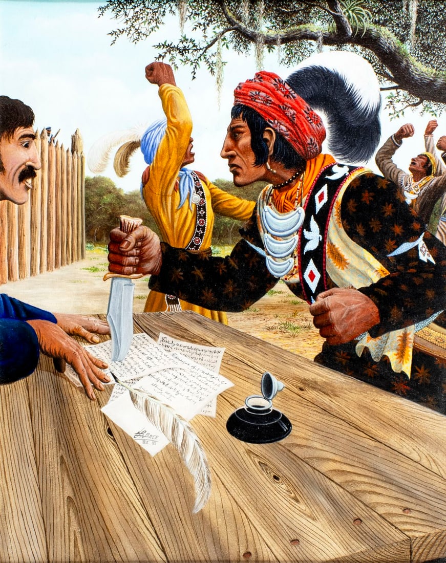 Guy Labree (FL,1941-2015) oil painting: ARTIST: Guy Labree (Florida, 1941 - 2015) TITLE: Never Is When I Will Surrender YEAR: 1982 MEDIUM: oil on canvas CONDITION: Minor craquelure. No visibl