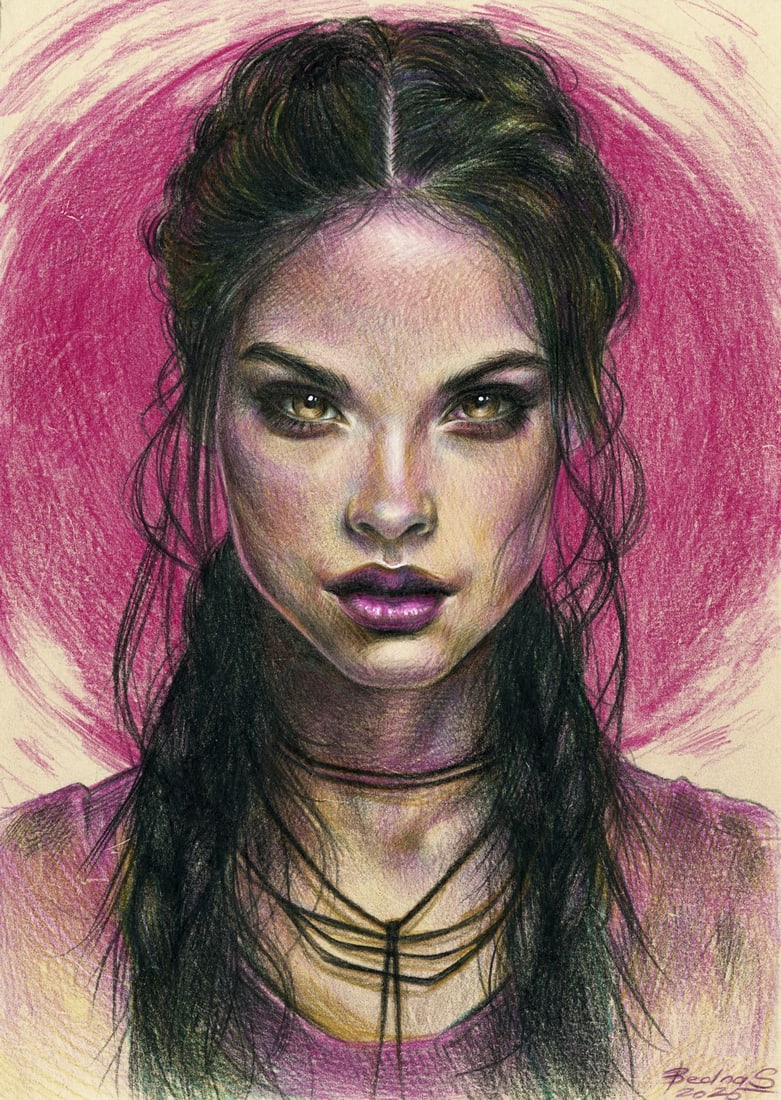 Svetlana Bedna (Ukraine,b 1982) colored pencil painting (1 of 12)