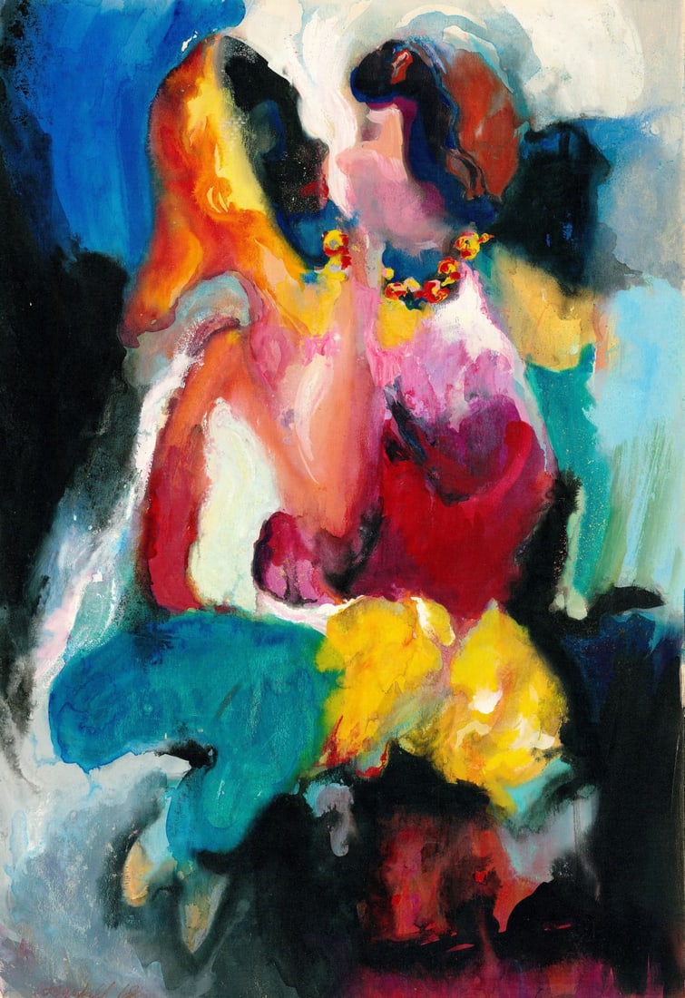 George Seton Coggeshall (IL,1914-1994) mixed media painting (1 of 10)