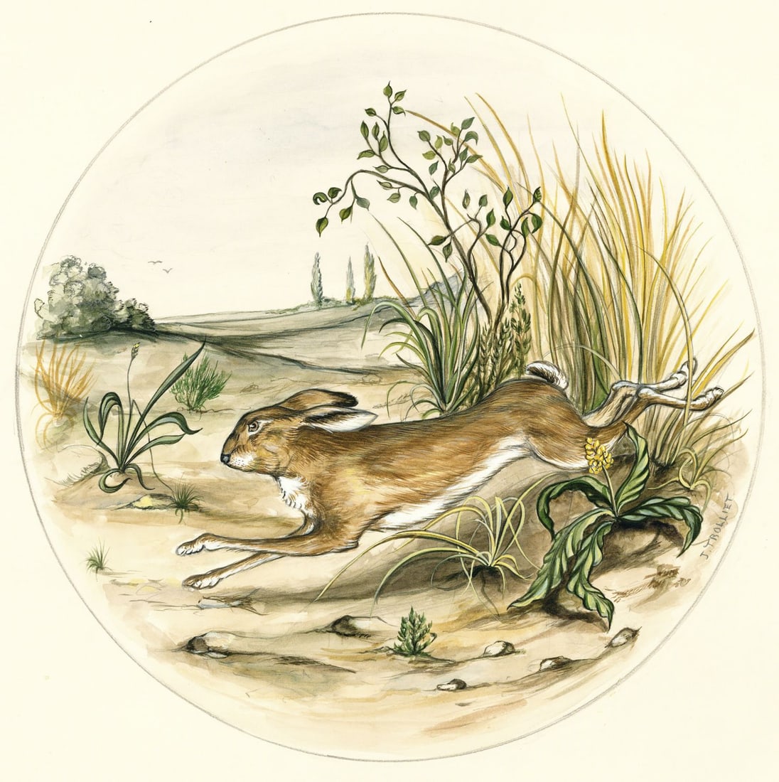 Jerome Trolliet (France,20C) gouache painting (1 of 12)