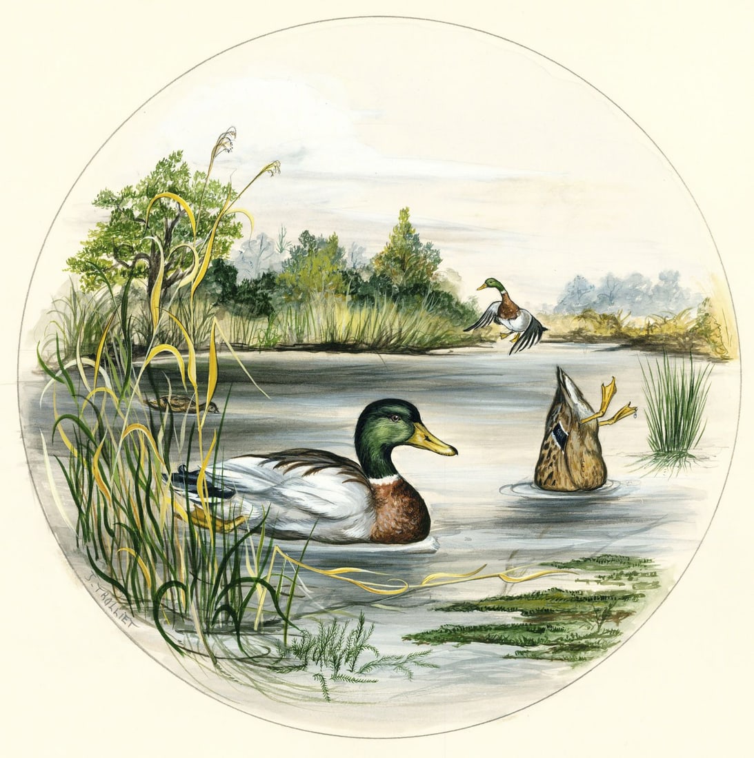 Jerome Trolliet (France,20C) gouache painting (1 of 12)