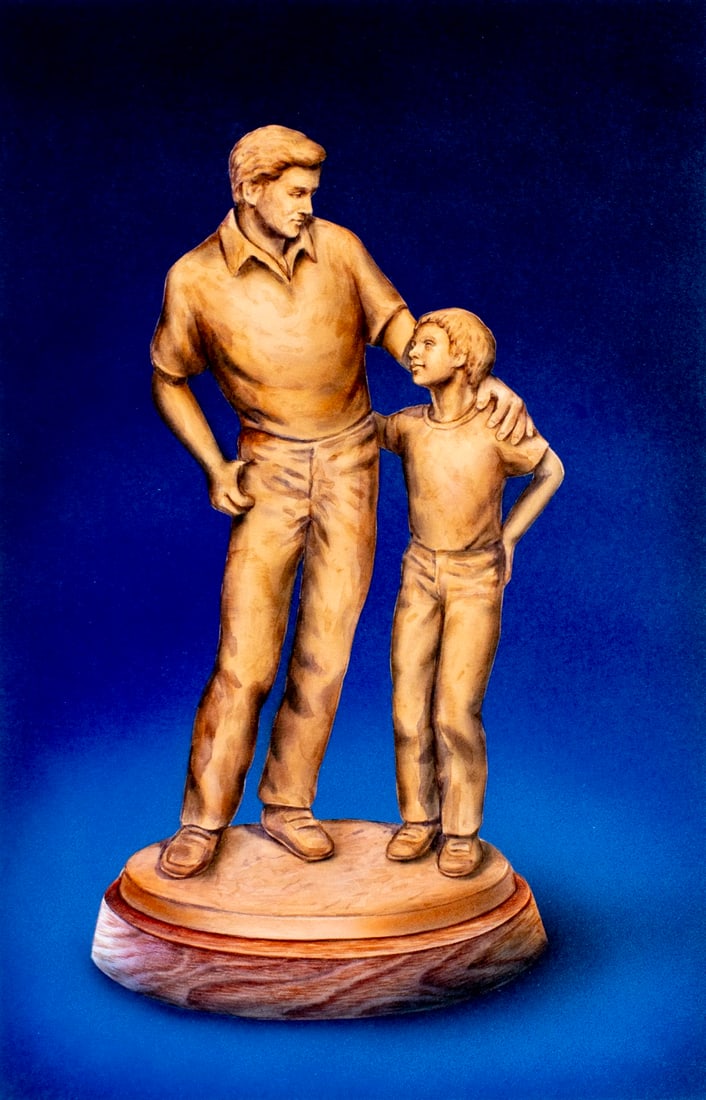 DePersico (PA,20C) watercolor painting: ARTIST: DePersico (Pennsylvania, 20 century) TITLE: Father and Son MEDIUM: watercolor on board CONDITION: Very good. ART SIZE: 14 x 9 inches / 35 x 22 cm