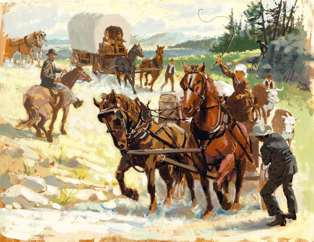 Vintage 20C American gouache painting (1 of 9)