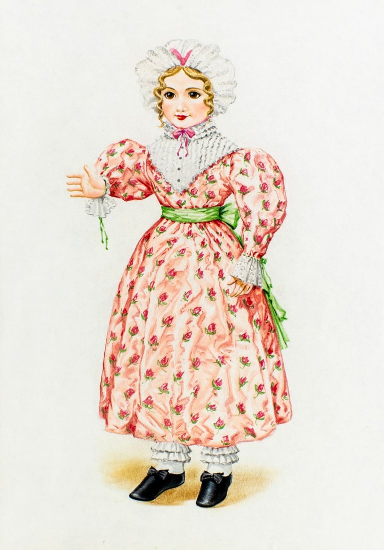 Vintage 20C British pastel painting: ARTIST: - (United Kingdom, 20 century) TITLE: Low Ticket Doll Series MEDIUM: pastel on paper. Paper applied to board. CONDITION: Minor age toning. Some damages to the righ