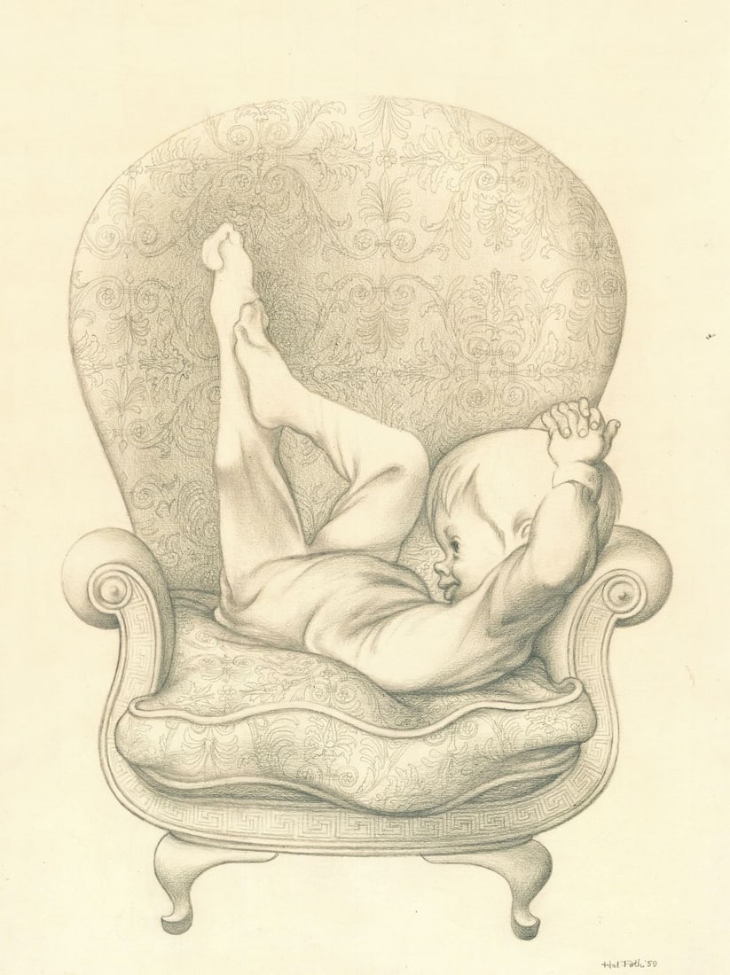 Hal Poth (MO,1924-2017) graphite painting (1 of 12)