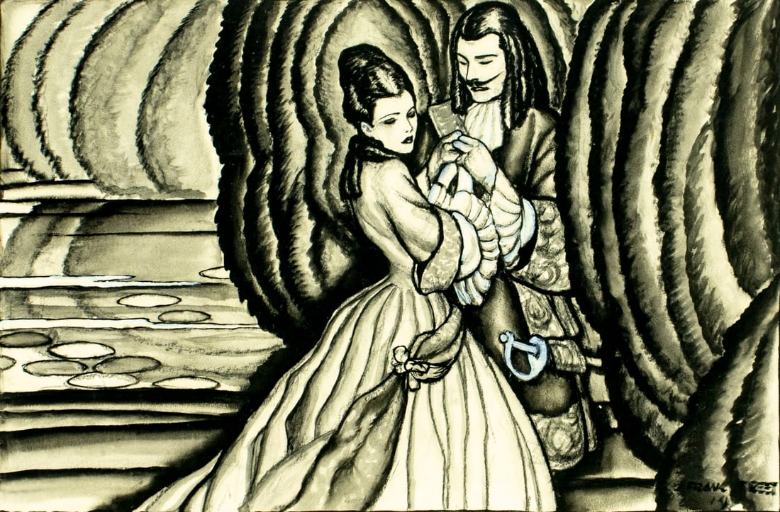 Frank Street (NY,KS,MO,1893-1944) ink wash painting antique (1 of 13)