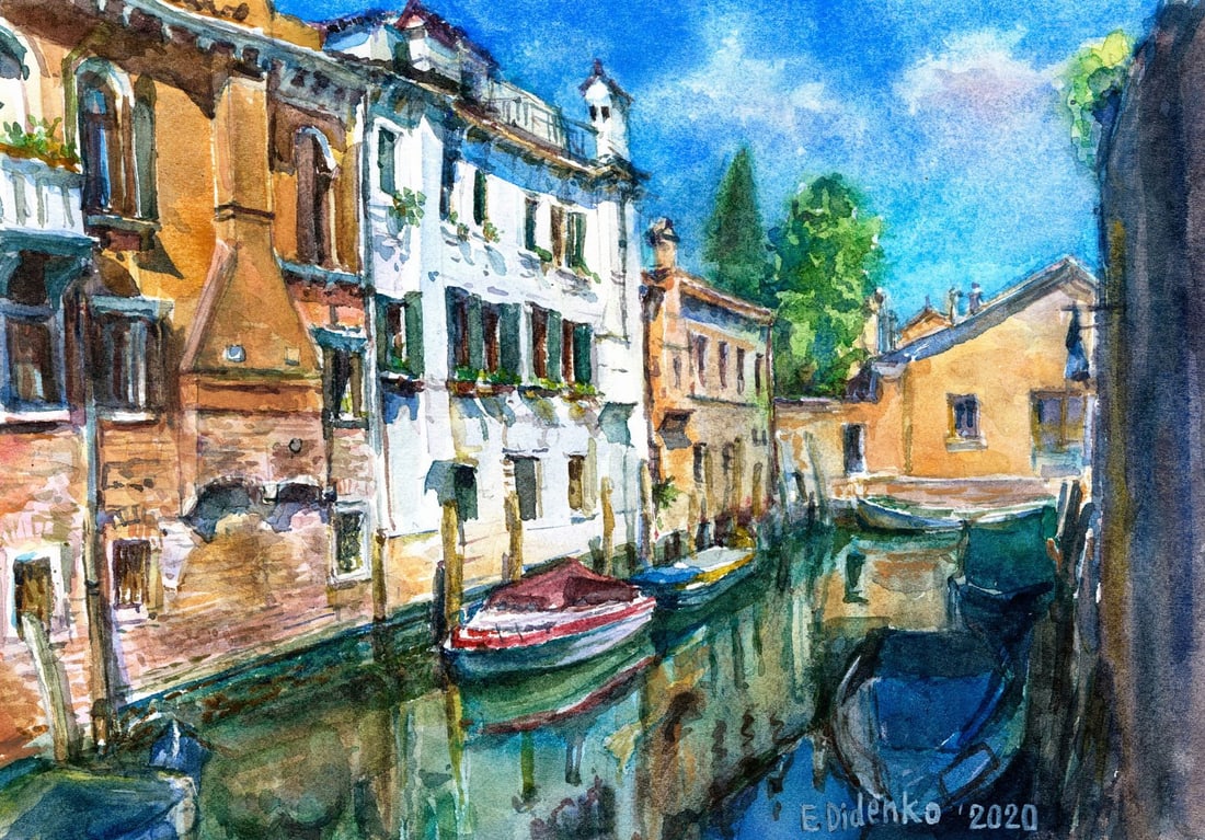 Olena Didenko (Ukraine,20/21C) watercolor painting (1 of 13)