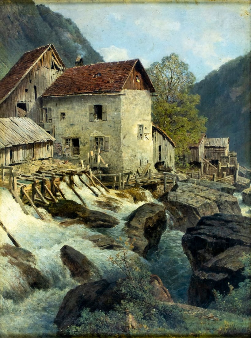 Antique early 20C German oil painting signed (1 of 13)