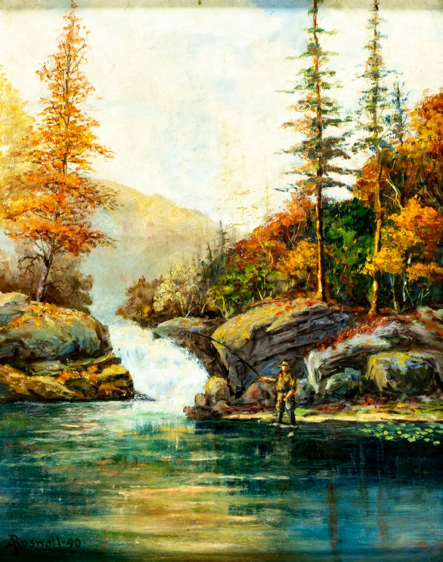 A Roswall (US,mid 20C) oil painting antique (1 of 13)