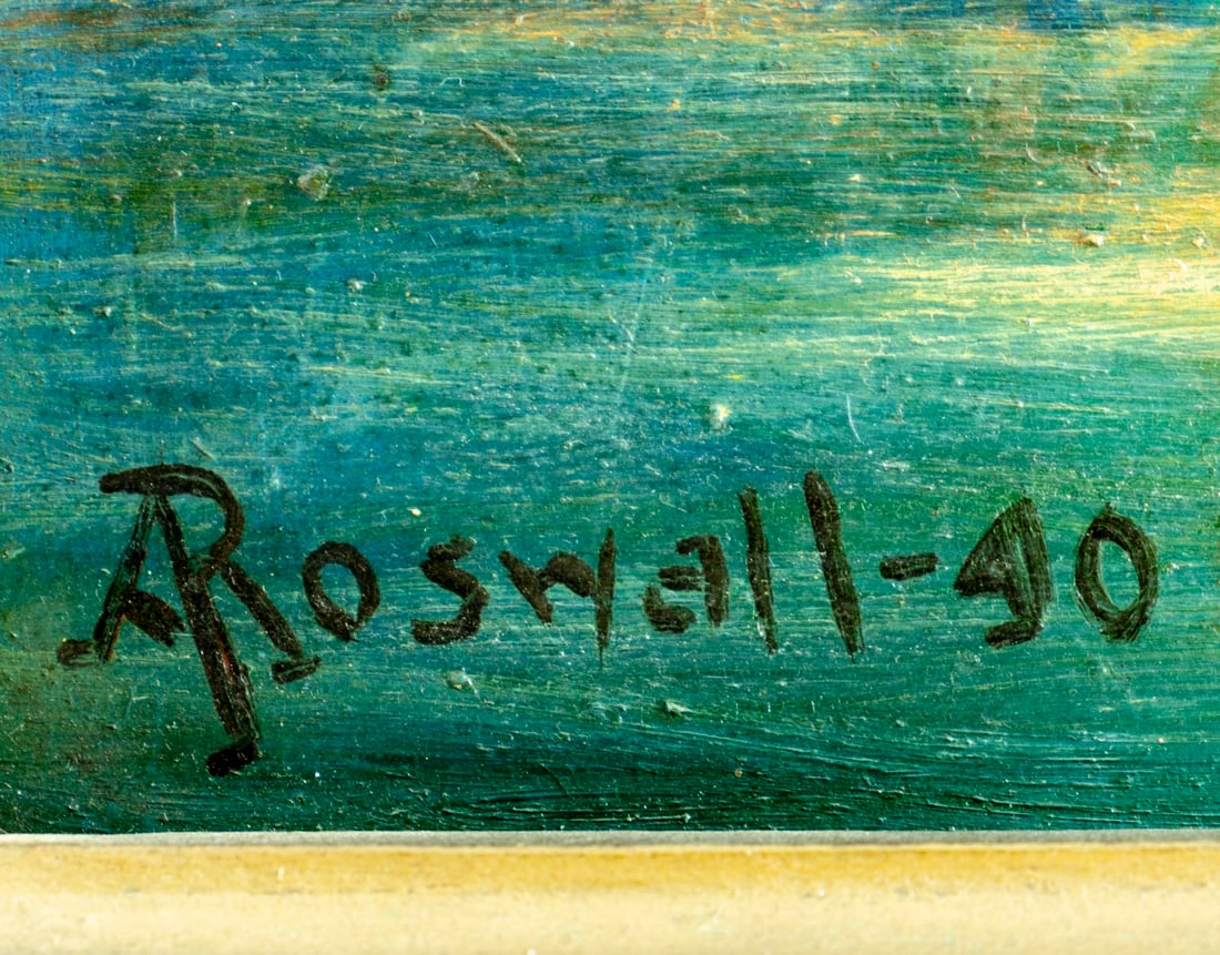 A Roswall (US,mid 20C) oil painting antique - 4