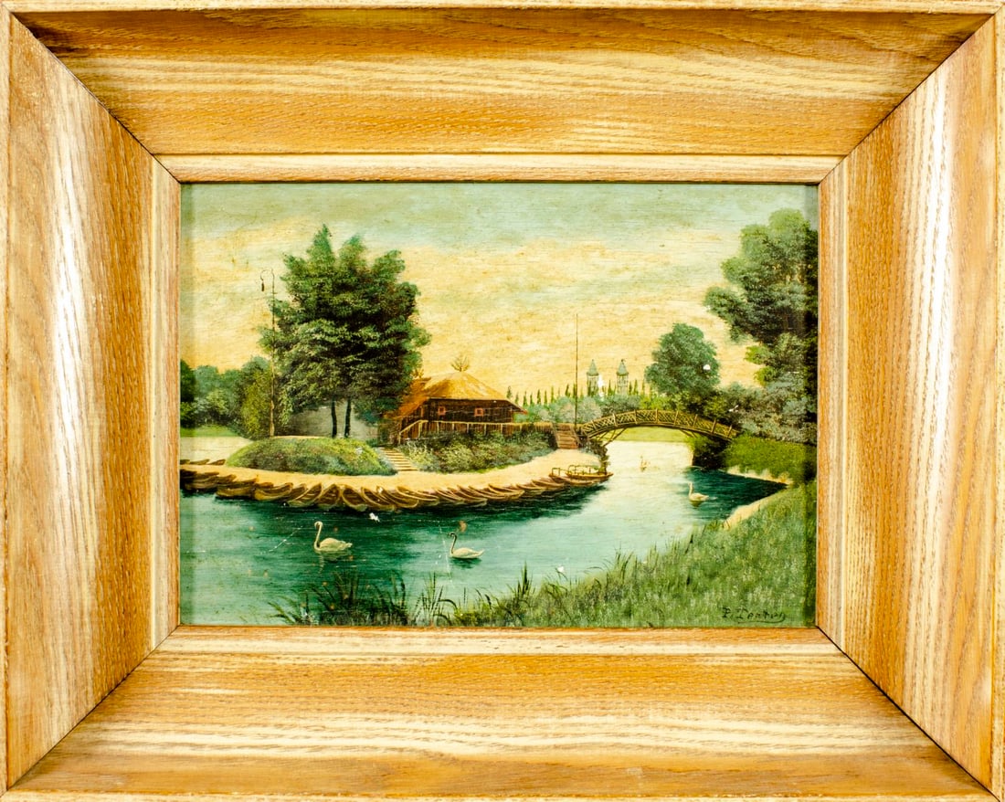 P Tenton (US,early 20C) oil painting antique - 3