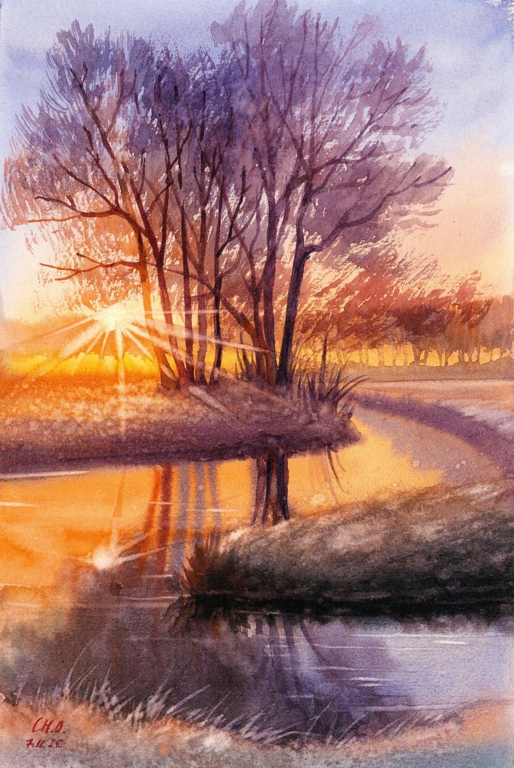 Oksana Chernachuk (Ukraine,b 1989) watercolor painting (1 of 12)