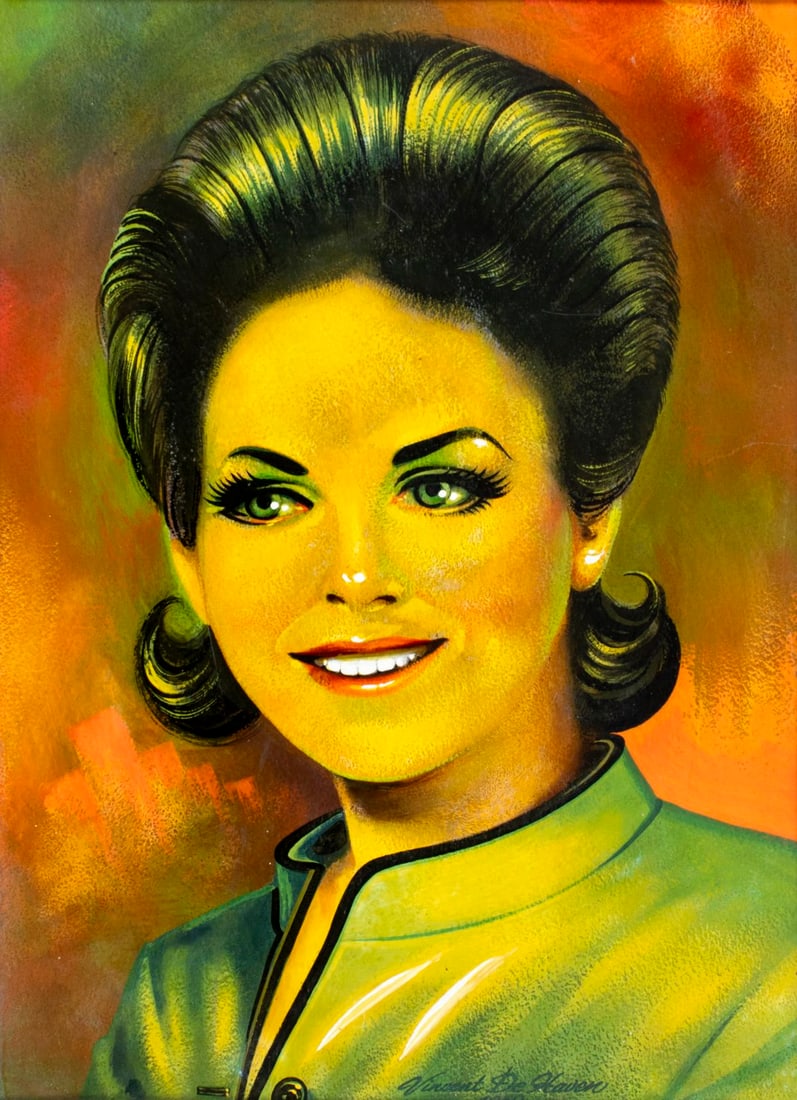 Vincent De Haven (mid 20C) oil painting: ARTIST: Vincent De Haven (mid 20 century) TITLE: Portrait of Woman YEAR: 1969 MEDIUM: oil on board CONDITION: Few minor scratches. Very minor craquelure.