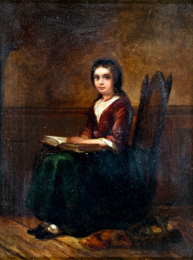 Antique mid 19C American oil painting (1 of 12)