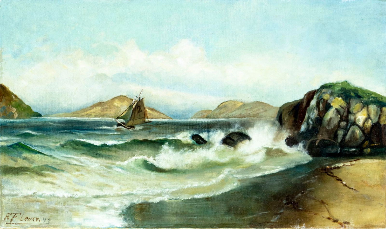 Lower (US,19C) oil painting antique (1 of 13)