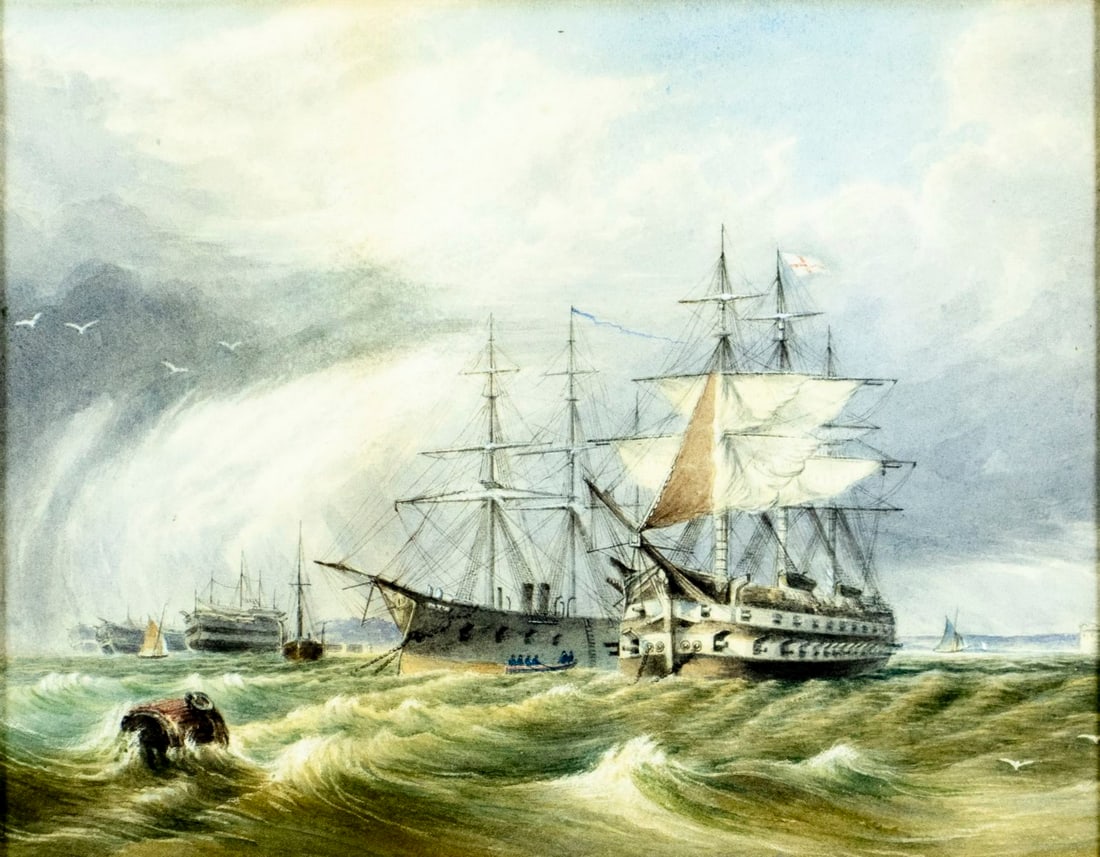 ATTRIB Thomas Sewell Robins (UK,1810-1880) watercolor painting antique (1 of 13)