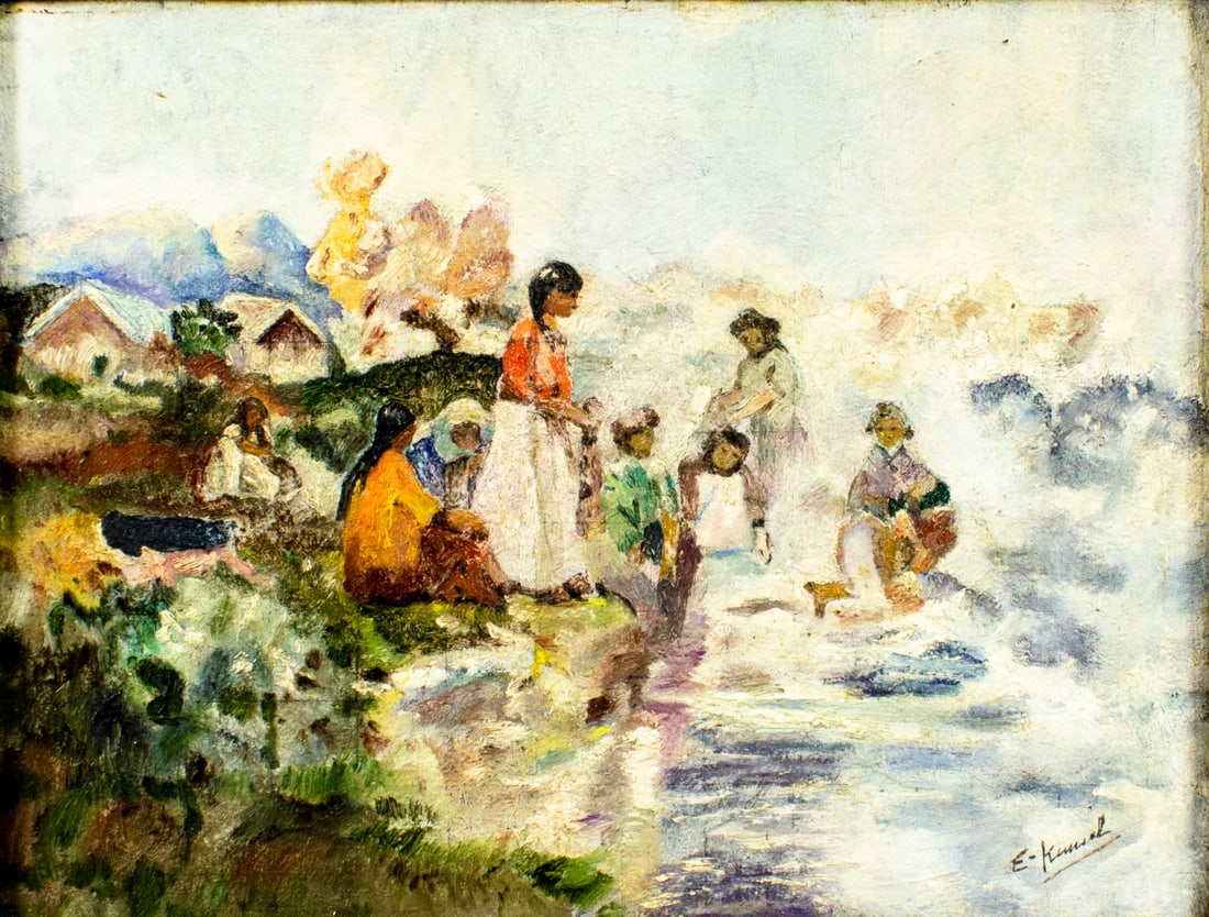 Antique early 20C oil painting signed AFTER Walter Wright (1 of 13)