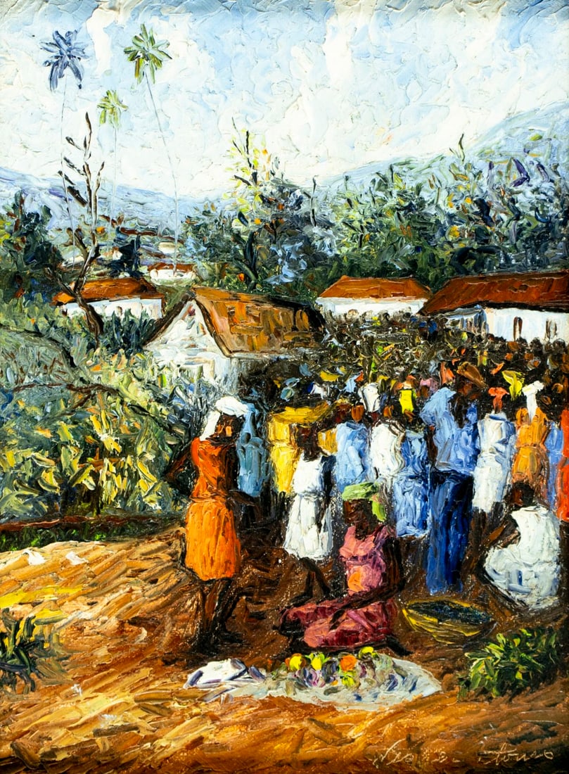 Pierre Louis Wesner (Haiti,b 1948) oil painting (1 of 13)