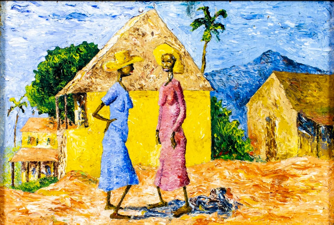 Vintage mid 20C Caribbean oil painting (1 of 12)