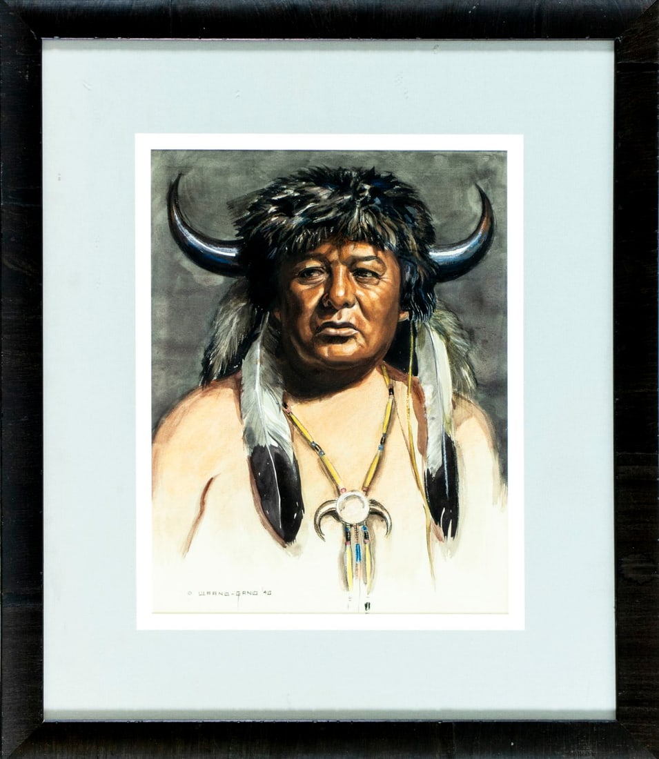 Joe Waano Gano (CA,1906-1982) watercolor painting antique - 3