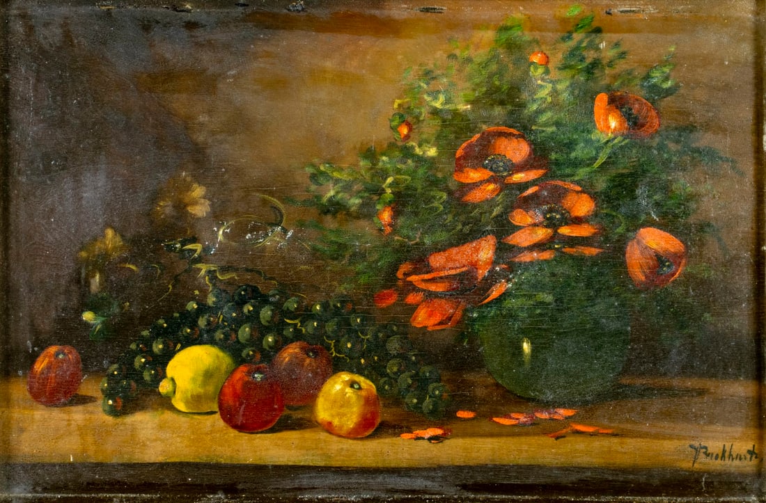 Antique early 20C European oil painting signed (1 of 12)