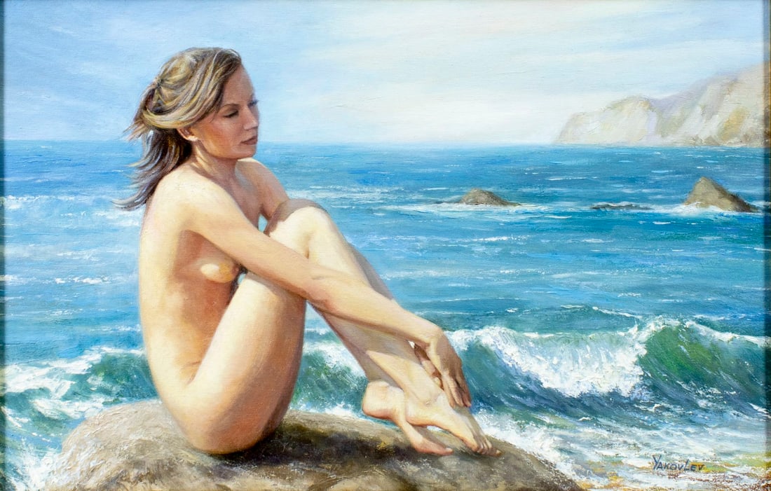 Alexey Yakovlev (Ukraine,b 1976) oil painting: ARTIST: Alexey Yakovlev (Ukrainian, born 1976) TITLE: Nude - Kate (titled on verso) YEAR: 2015 MEDIUM: oil on canvas CONDITION: Very good. No visible inp