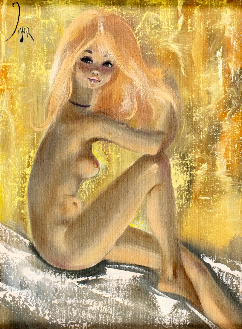 Igor Pantuhoff (NY,Russia,1911-1972) oil painting: ARTIST: Igor Pantuhoff (New York, Russian, 1911 - 1972) TITLE: Seated Nude MEDIUM: oil on canvas CONDITION: Few minor paint losses. Some craquelure. No visible inpaint und