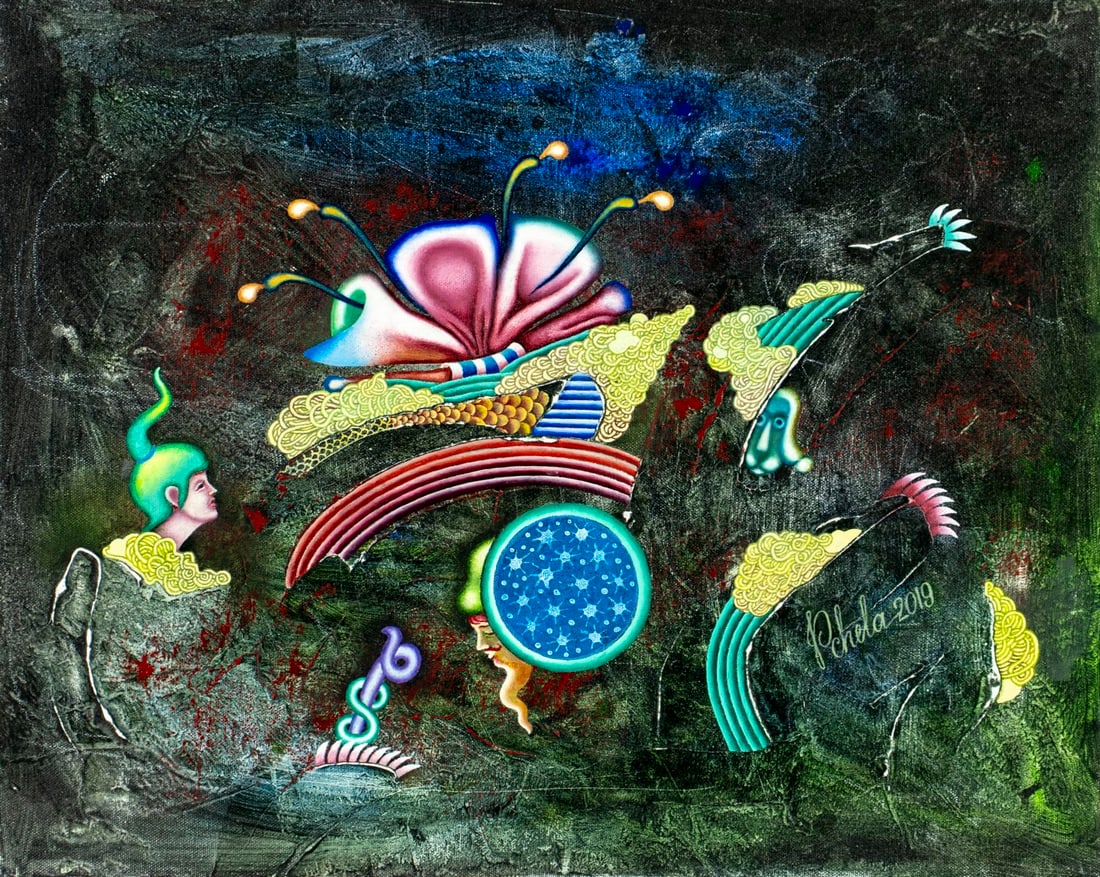 Sergey Pchelintsev (Belarus,NY,1952-2025) oil painting: ARTIST: Sergey Pchelintsev (Belarussian, New York, 1952 - 2025) TITLE: Hey You (titled on verso) YEAR: 2019 MEDIUM: oil on canvas CONDITION: Overall go