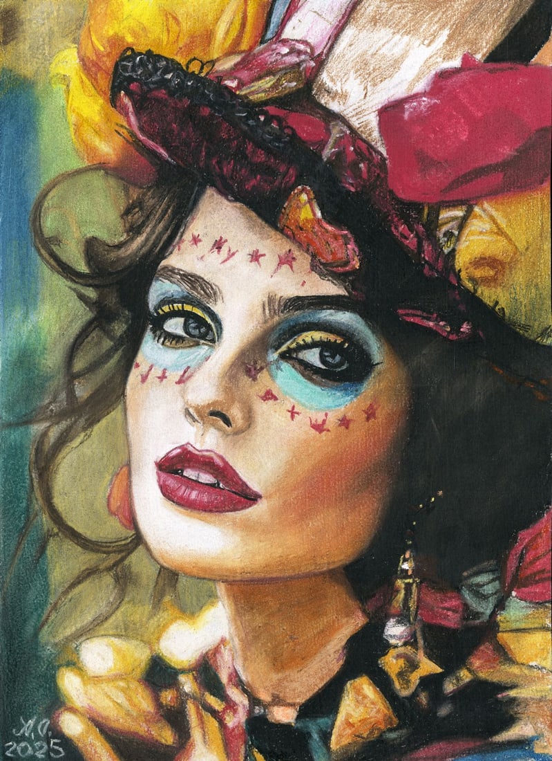 Oleksandr Achkasov (Ukraine,b 1965) pastel painting: ARTIST: Oleksandr Achkasov (Ukrainian, born 1965) TITLE: Portrait of Woman MEDIUM: pastel on paper CONDITION: Very good. ART SIZE: 11 x 8 inches / 27 x