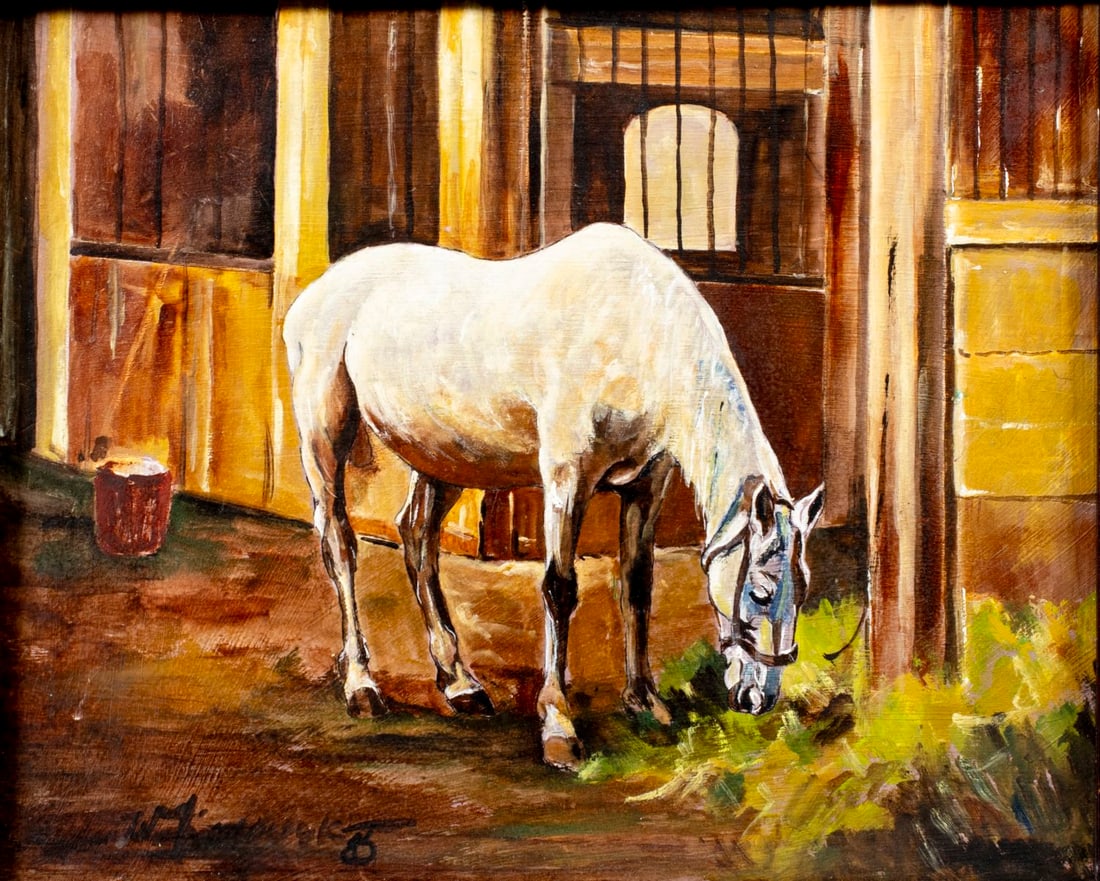 Vintage 20C European oil painting signed (1 of 13)