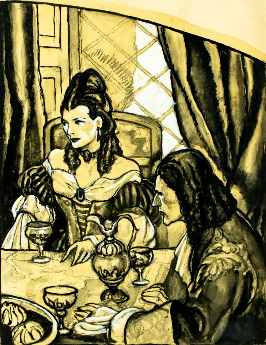 Frank Street (NY,KS,MO,1893-1944) ink wash painting antique (1 of 12)